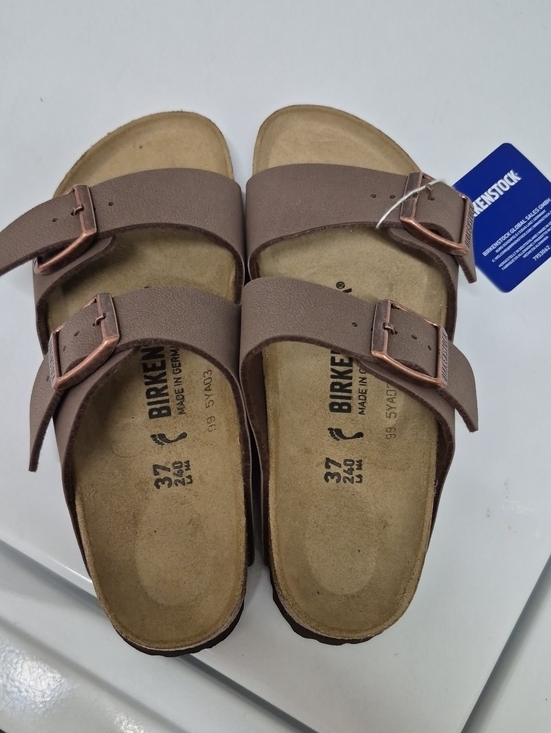 Birkenstock Shoes - Birkenstock Two-Strap Sandals in Brown with Copper Buckles. Arizona Sandals.